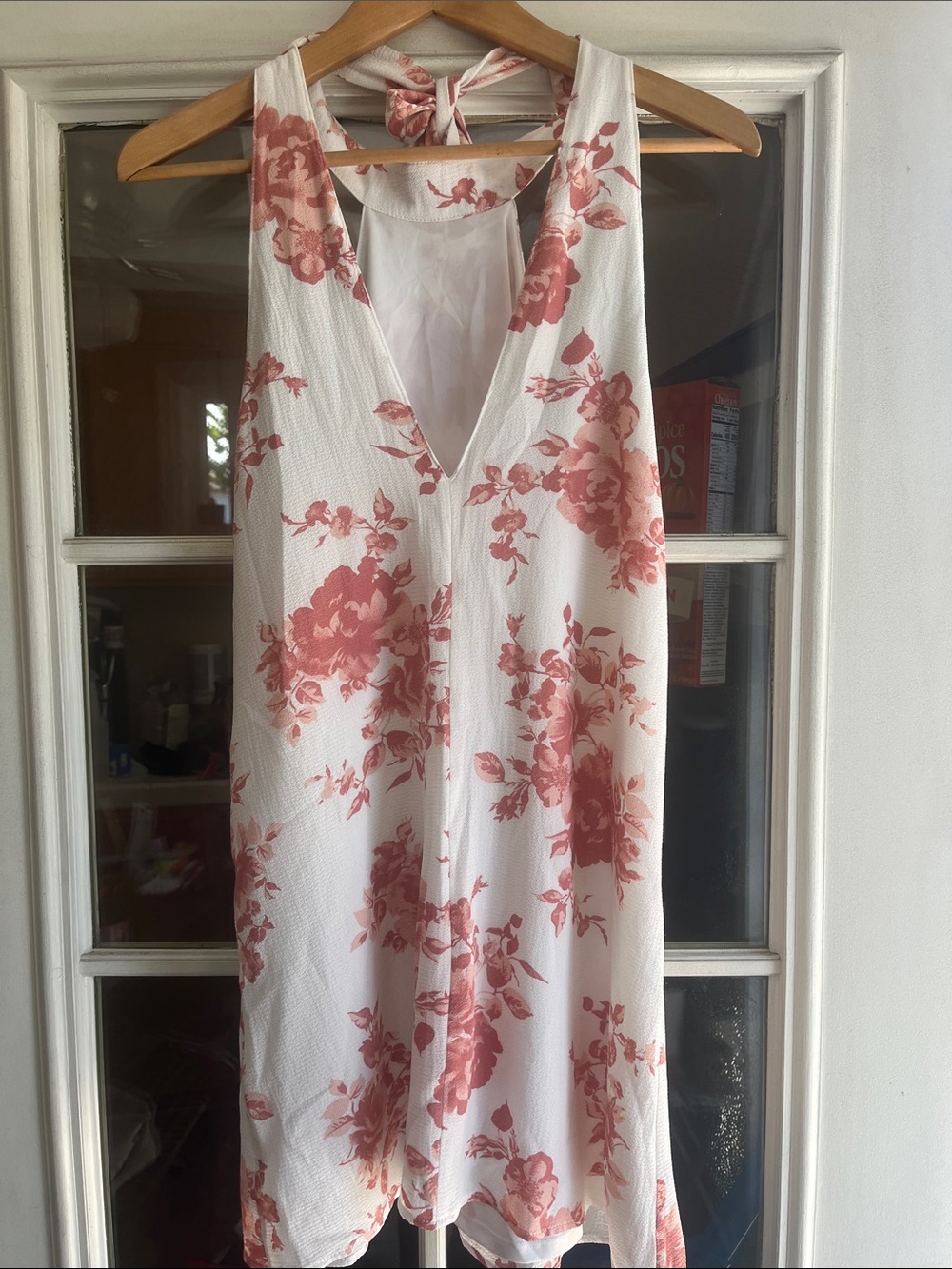 Lulu's White Mini Dress with Dusty Rose Floral